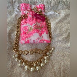 Lilly Pulitzer Gold Necklace with Pearls